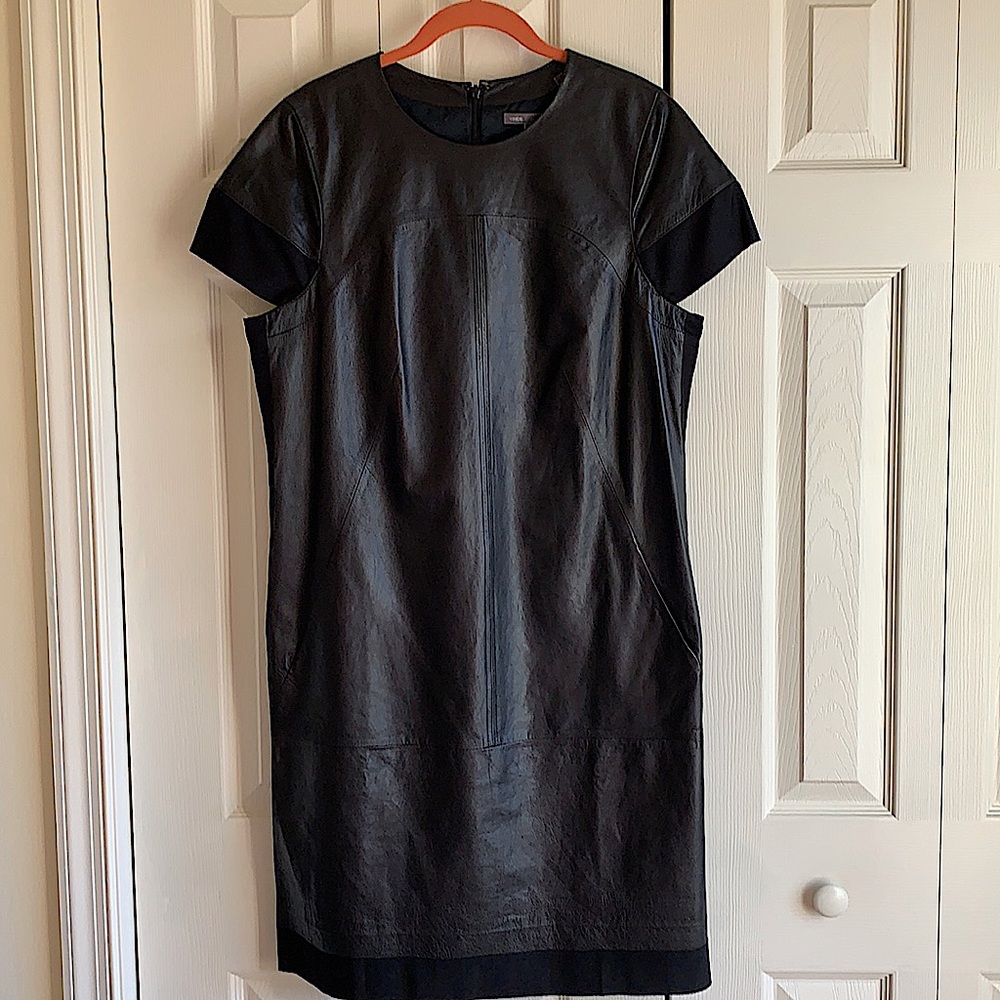 VINCE Lamb leather shift dress